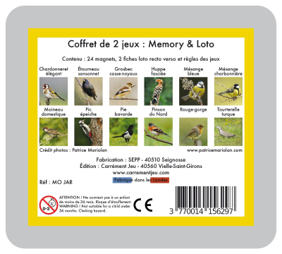 Memolo XL - 12 oiseaux des jardins