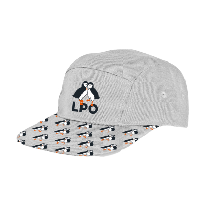 Casquette LPO coton recyclé gris clair motifs macareux