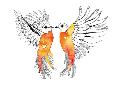 Carte postale Envol orange - Colibris