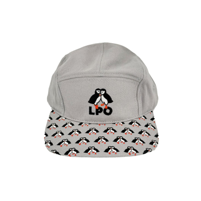 Casquette LPO coton recyclé gris clair motifs macareux