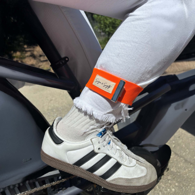 Serre-pantalon vélo réfléchissant - Orange fluo