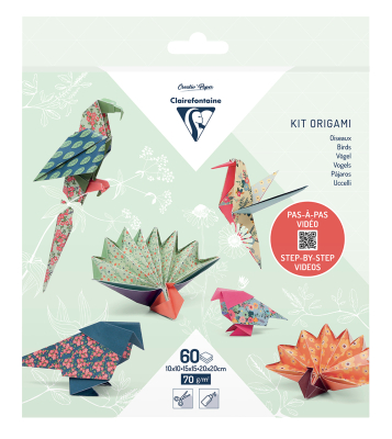 Kit origami, Oiseaux, avec pas-à-pas vidéo