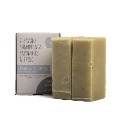 Lot de 2 savons shampoings solides cheveux gras