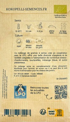 Graines de fleurs bio à semer pour Oiseaux des jardins