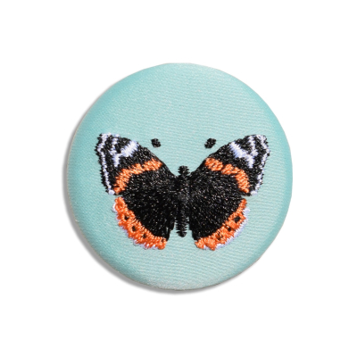 Broche brodée - Papillon Vulcain