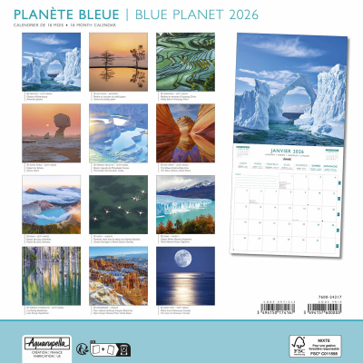 Calendrier 2026 Planète bleue 30 x 30 cm