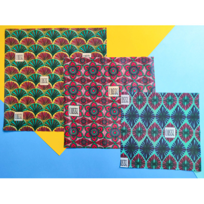 Emballage végétal réutilisable X 3 (S+M+L), motifs Fleurs