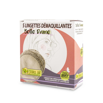 Lingettes démaquillantes en coton Bio, lot de 5