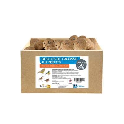 Carton de 50 boules de graisse aux insectes sans suif