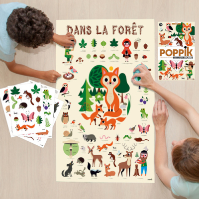 Poster pédagogique 60 stickers "La forêt"