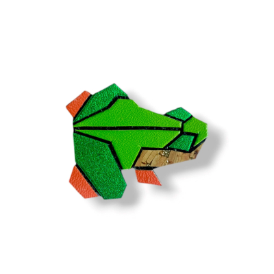 Broche cuir végétal - Marion la grenouille