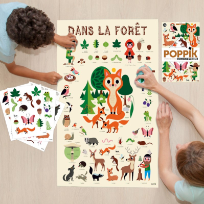 Poster pédagogique 60 stickers - Dans la forêt
