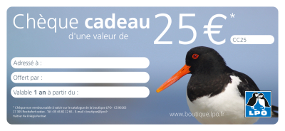 Chèque Cadeau d'une valeur de 25 €