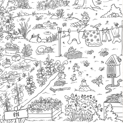 Frise de coloriage LPO - 4 saisons au jardin