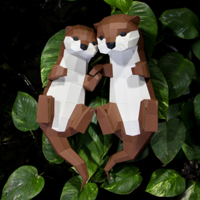 Origami Loutres 3D en papier, DIY