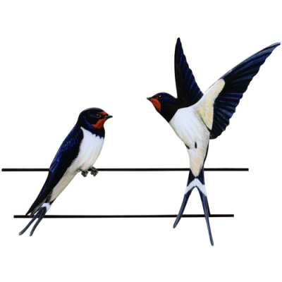 Sculpture Duo d'hirondelles sur fil