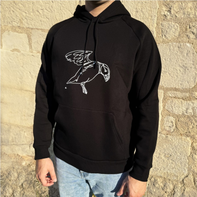 Sweat capuche LPO noir Macareux S