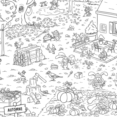 Frise de coloriage LPO - 4 saisons au jardin