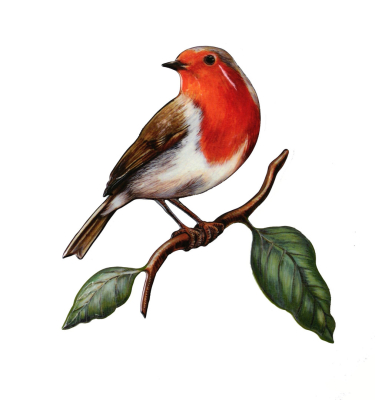 Sculpture en métal Rougegorge avec aimant, nouveau modèle