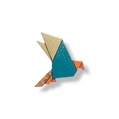 Broche cuir végétal - Justine l'oiseau