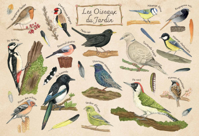 Puzzle bois 100 pièces - Les oiseaux du jardin