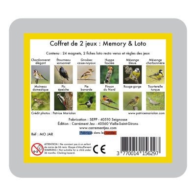 Memolo XL - 12 oiseaux des jardins