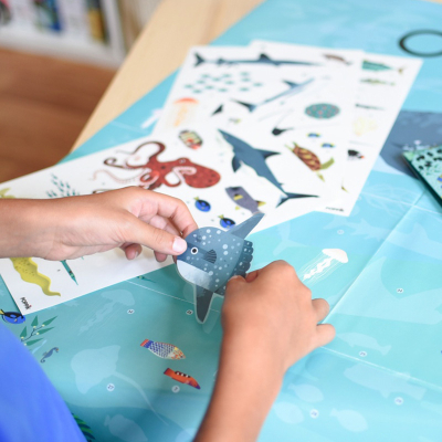 Poster pédagogique 59 stickers - Animaux des mers