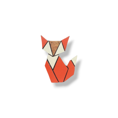 Broche cuir végétal - Alfred le renard