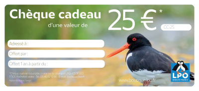 Chèque cadeau LPO 25€