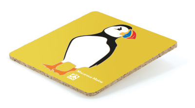 Sous-verre LPO Macareux, bois jaune fou