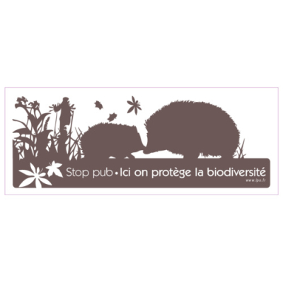 Sticker Stop Pub LPO "Ici on protège la Biodiversité", marron