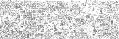 Frise de coloriage LPO - 4 saisons au jardin