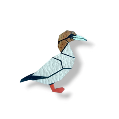 Broche cuir végétal - Maurice le fou de bassan