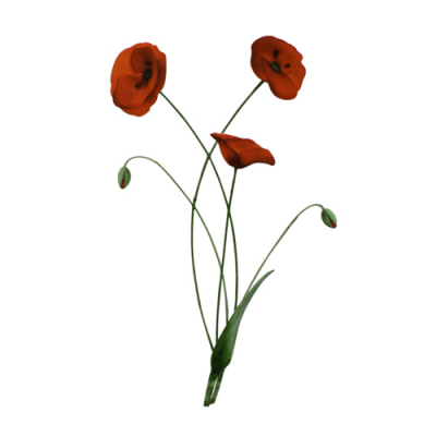 Sculpture métal Bouquet de coquelicots