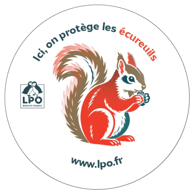 Autocollant LPO - Ici, on protège les écureuils