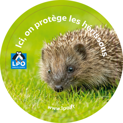 Autocollant LPO - Ici, on protège les hérissons