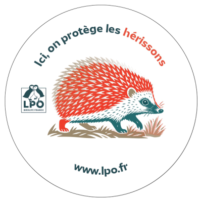 Autocollant LPO - Ici, on protège les hérissons