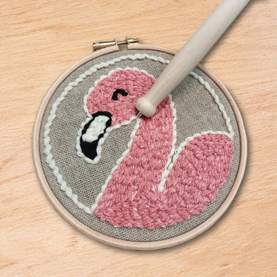 Kit Punch Needle Flamant rose