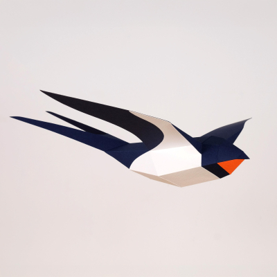 Origami Hirondelle rustique 3D en papier, DIY
