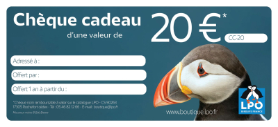 Chèque cadeau LPO 20 €
