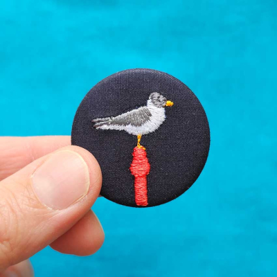 Broche brodée - Mouette