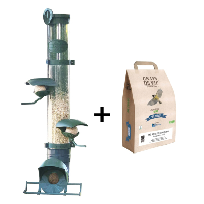 Pack Mangeoire XL 5kg + Mélange bio Grain de vie LPO 5kg