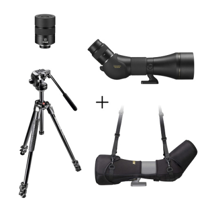 Longue-vue Nikon Monarch 82 ED-A + Oculaire 30-60x + Étui + Trépied avec rotule
