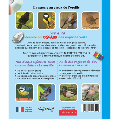 J'écoute les oiseaux des espaces verts, livre + CD