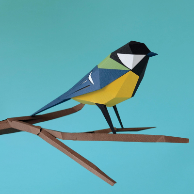 Origami Mésange charbonnière 3D en papier, DIY