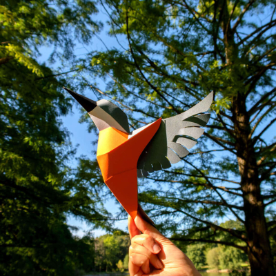 Origami Martin pêcheur 3D en papier, DIY