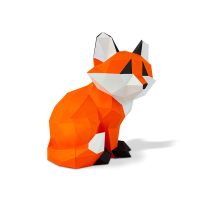 Origami Petit Renard assis 3D en papier, DIY