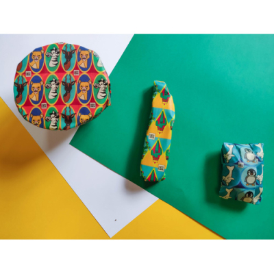 Emballage végétal réutilisable X 3 (S+M+L), motifs Enfants