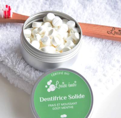 Dentifrice solide bio en pastille, menthe