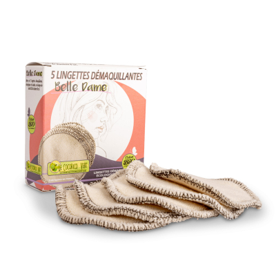 Lingettes démaquillantes en coton Bio, lot de 5